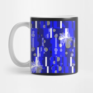 Blue and White Abstract Geometrical Pattern Mug